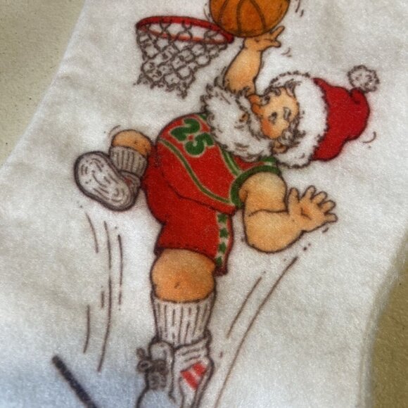 Santa Basketball Felt Christmas Stocking 16 Inches Bushcreek Creative 70s 80s - Picture 4 of 7